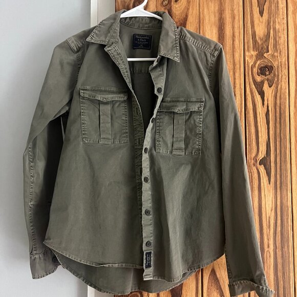 Vintage Abercrombie & Fitch Classic Army Green Button Down - Picture 1 of 5